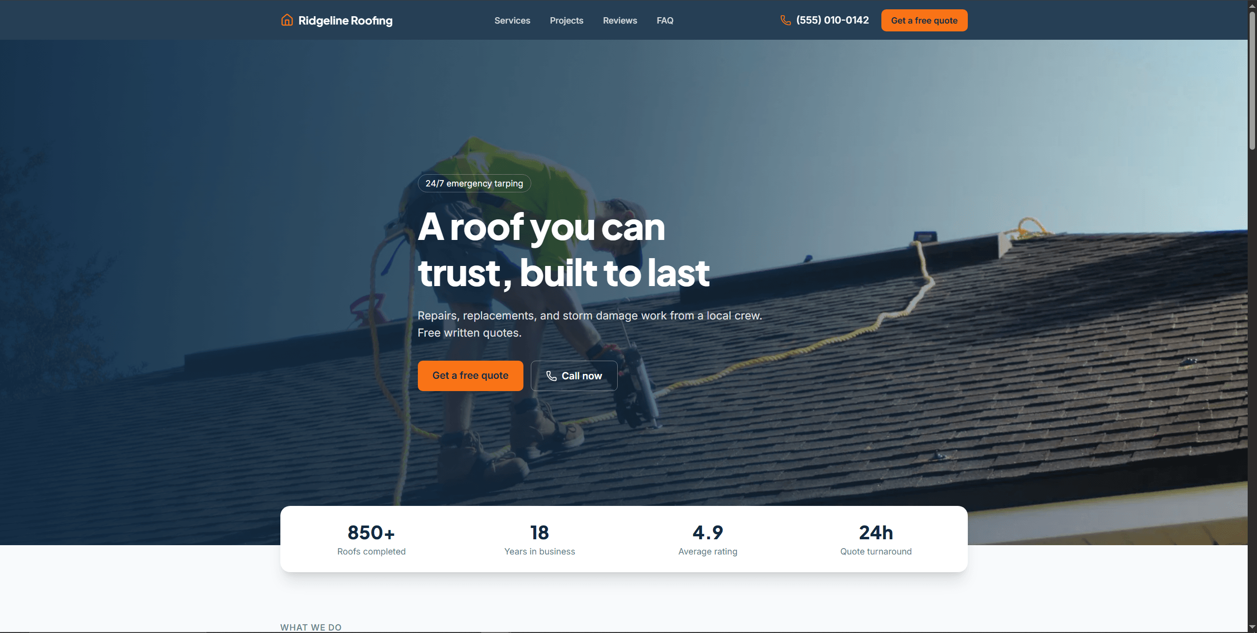 Live Contractor Website Demo homepage